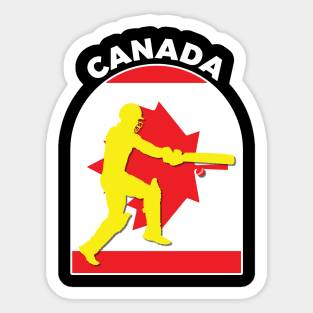 Canada Cricket Batsman Canada Flag Sticker